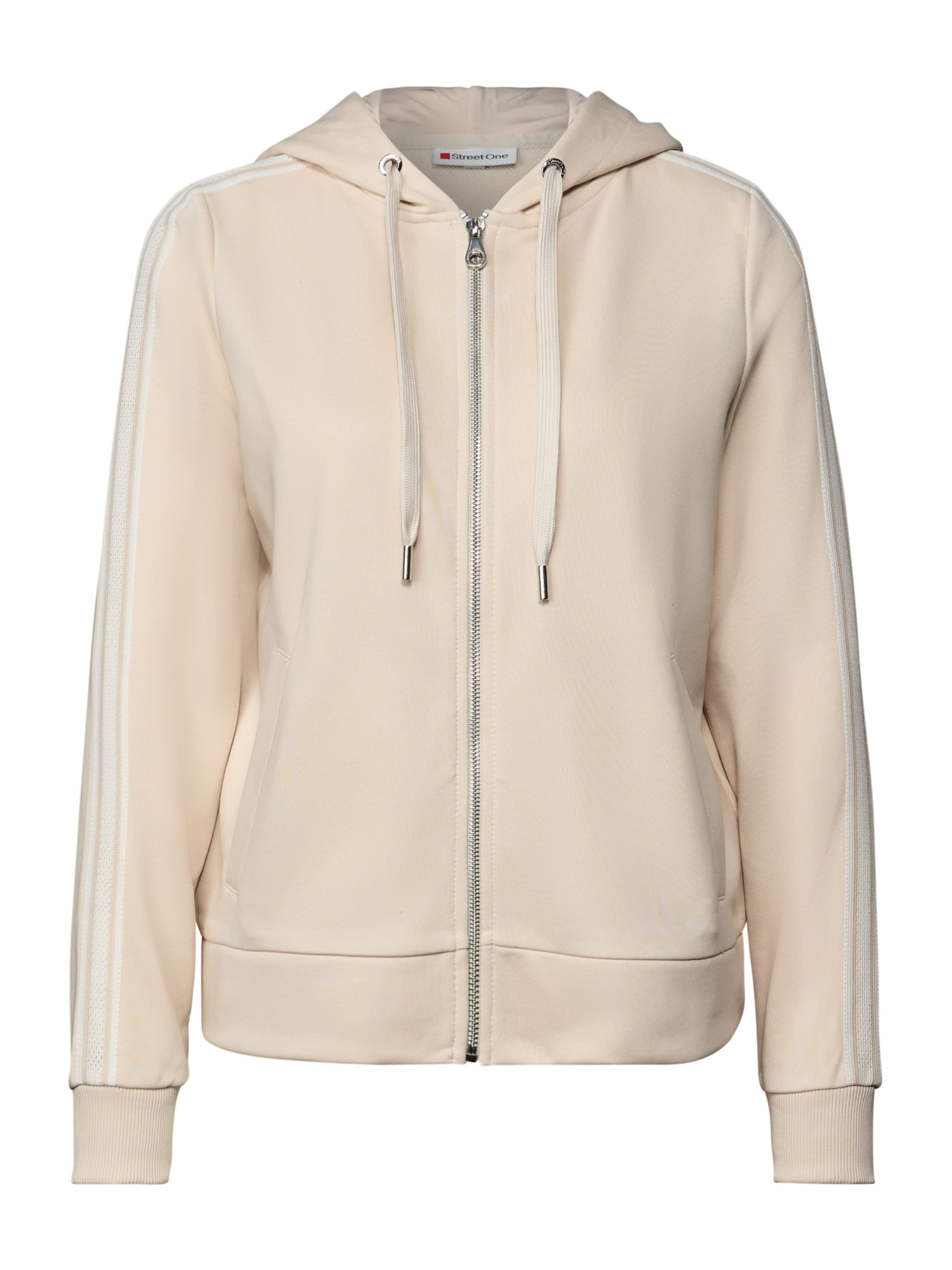 STREET ONE Zip-Up Hoodie in Beige: front