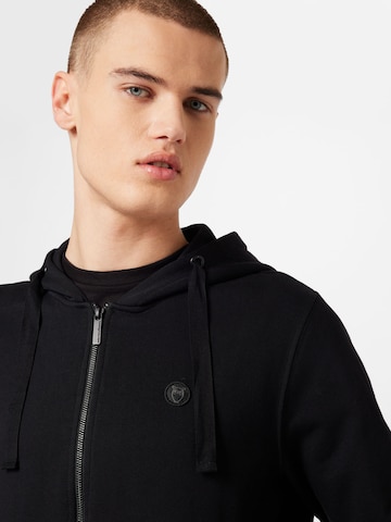 KnowledgeCotton Apparel Zip-Up Hoodie in Black