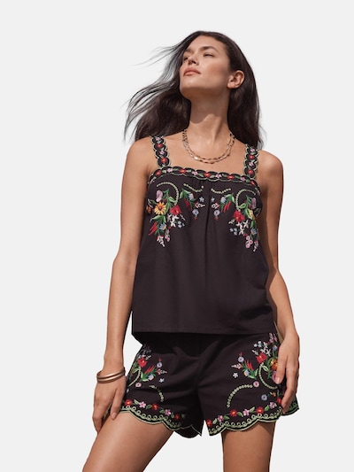 Top love & roses pe verde / mov pastel / roșu / negru, Vizualizare produs