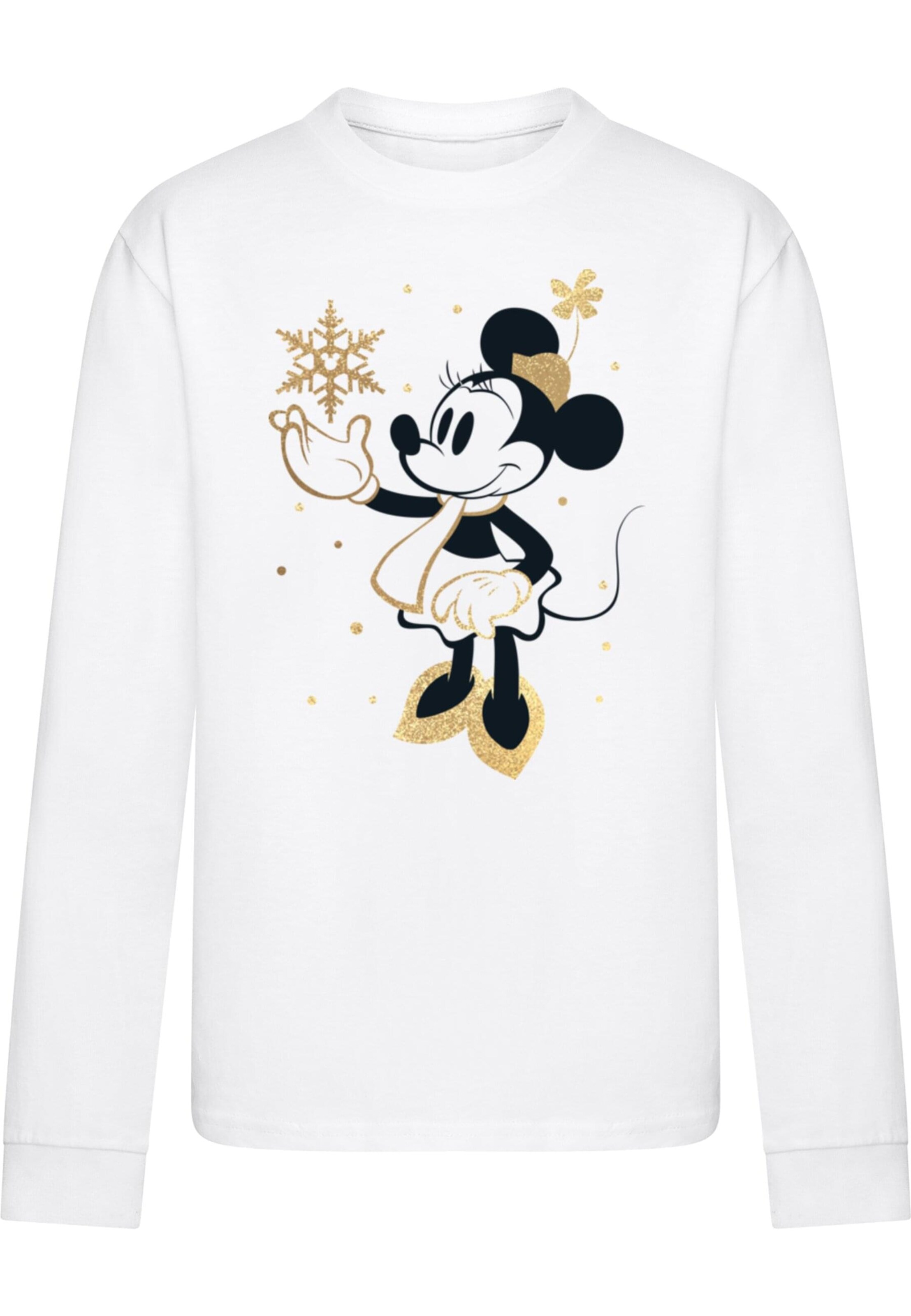 T-Shirt 'Minnie Mouse - Xmas Golden Snow Fall' ABSOLUTE CULT en blanc : devant