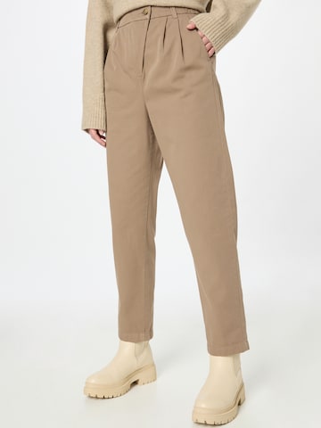 ESPRIT tavaline Voltidega püksid, värv beež: eest vaates