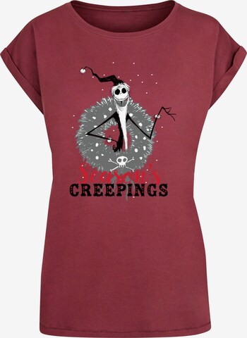 ABSOLUTE CULT Shirt 'The Nightmare Before Christmas - Seasons Creepings Wreath' in Rood: voorkant