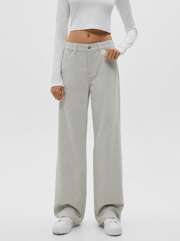 Pull&Bear Wide Leg Hose in Grau