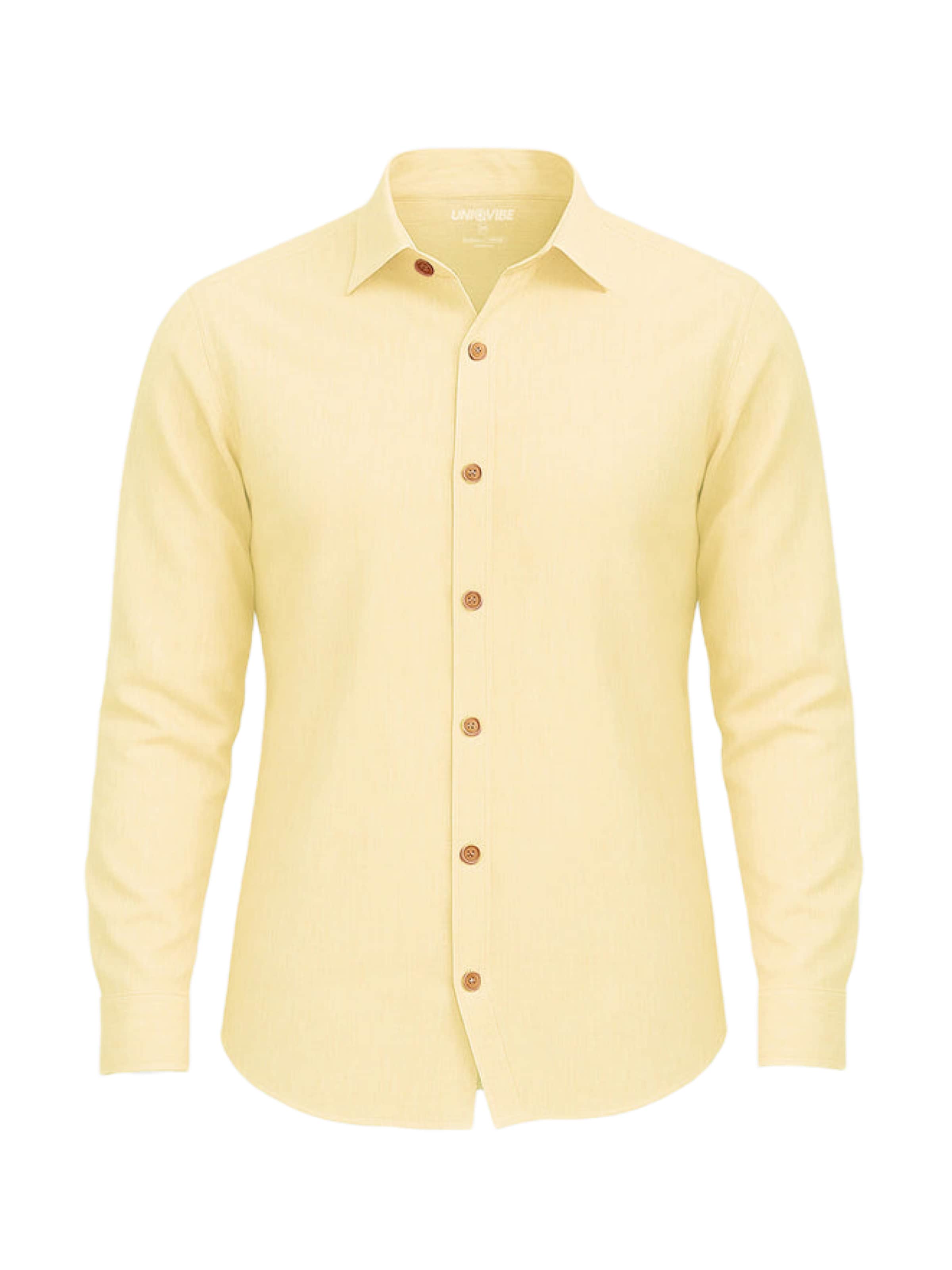 UNIQVIBE Regular fit Overhemd in Geel: voorkant