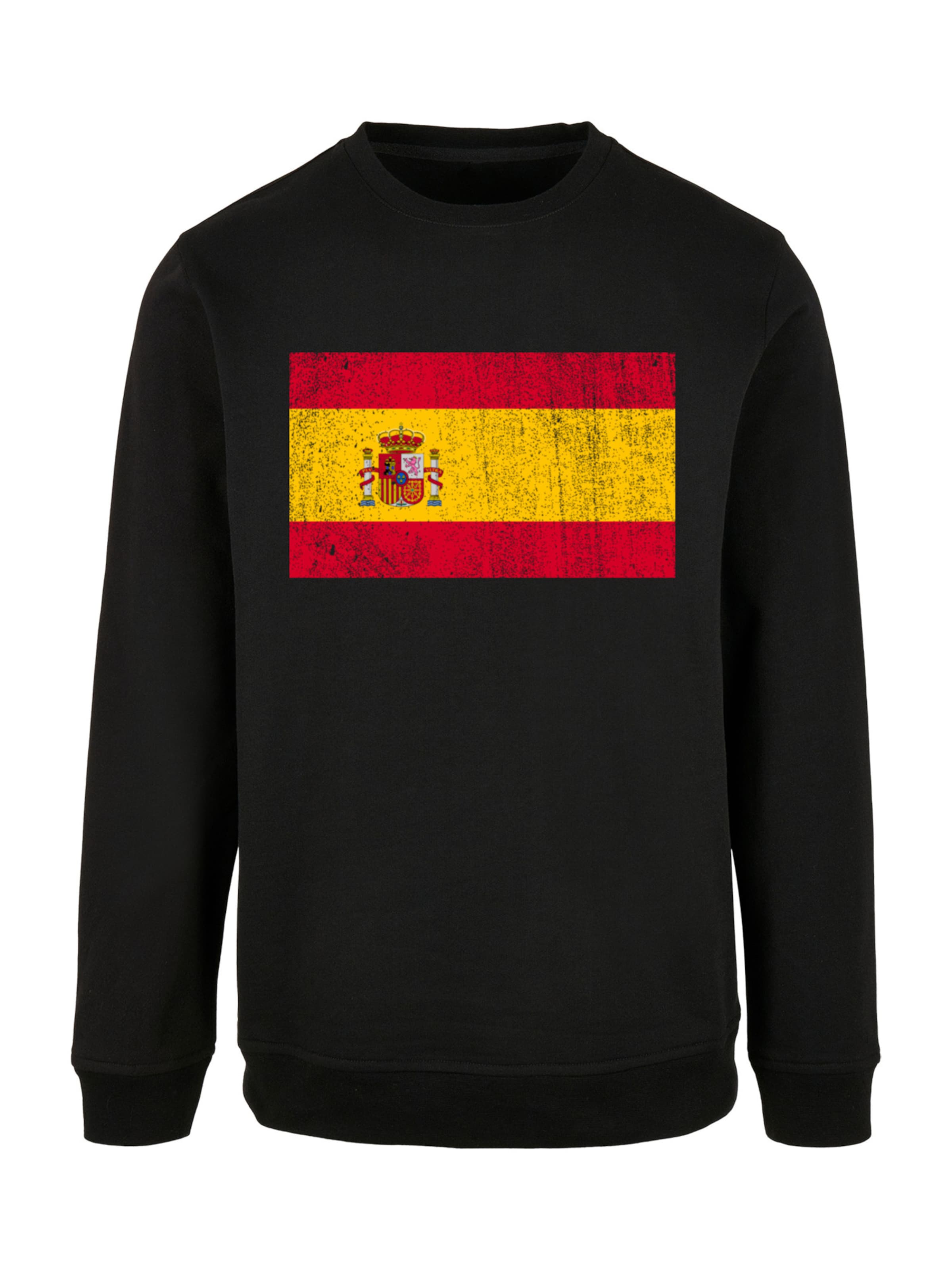 F4NT4STIC Sweatshirt 'Spain Spanien Flagge' in Schwarz: Vorderseite