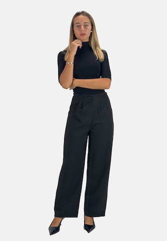 Elara Loose fit Pleat-Front Pants in Black