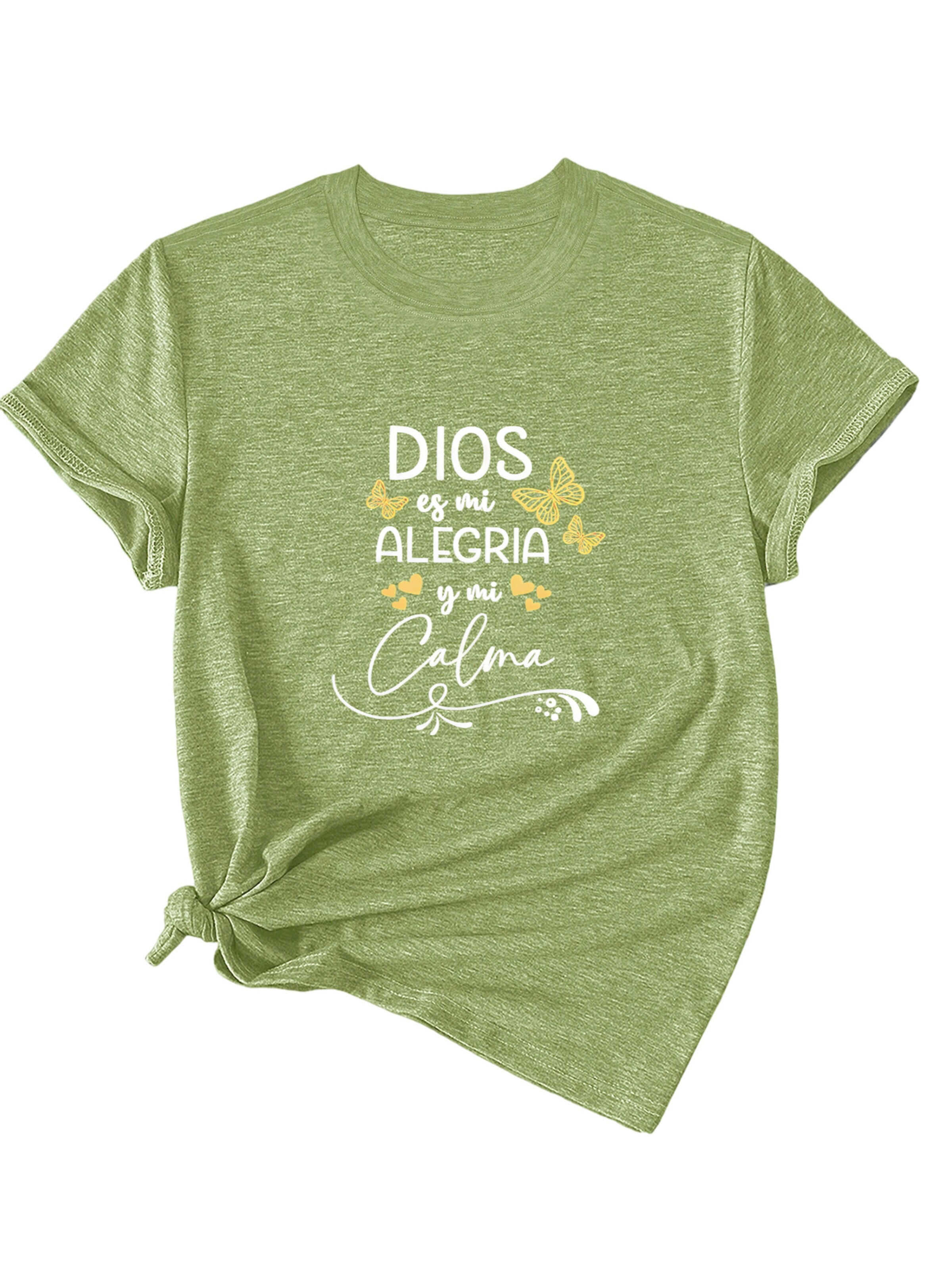 GORHEY Shirt 'Women's Summer Short-Sleeve Shirt with Slogan Print Slogan Tees' in Green