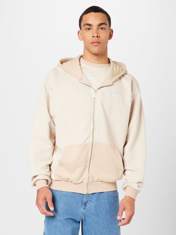 Karl Kani Sweatvest 'Metaverse' in Beige: voorkant