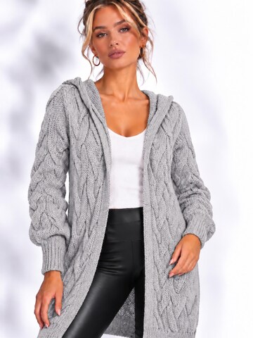 Worldclassca Strickjacke 'Worldclassca Strickjacke Lang mit Kapuze'‌‌‌‌‌‌‌‌ in Grau: Vorderseite