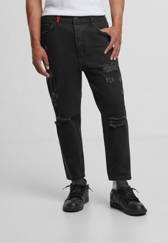 2Y Premium Loosefit Jeans in Schwarz: Vorderseite