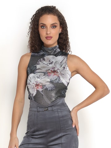 JIORO Top 'HIGH-NECK LUREX SLEEVELESS TOP - ORCHID ICE' in Grijs