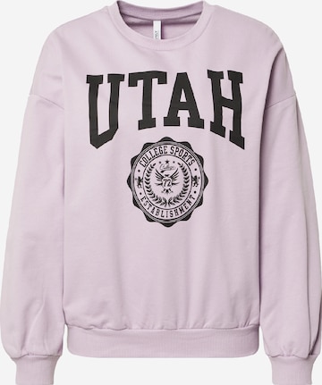 ONLY - Sweatshirt 'DREAMER ACADEMY' em roxo: frente