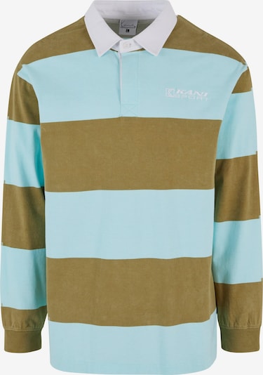 Marškinėliai iš Karl Kani, spalva – šviesiai mėlyna / alyvuogių spalva / balta, Prekių apžvalga