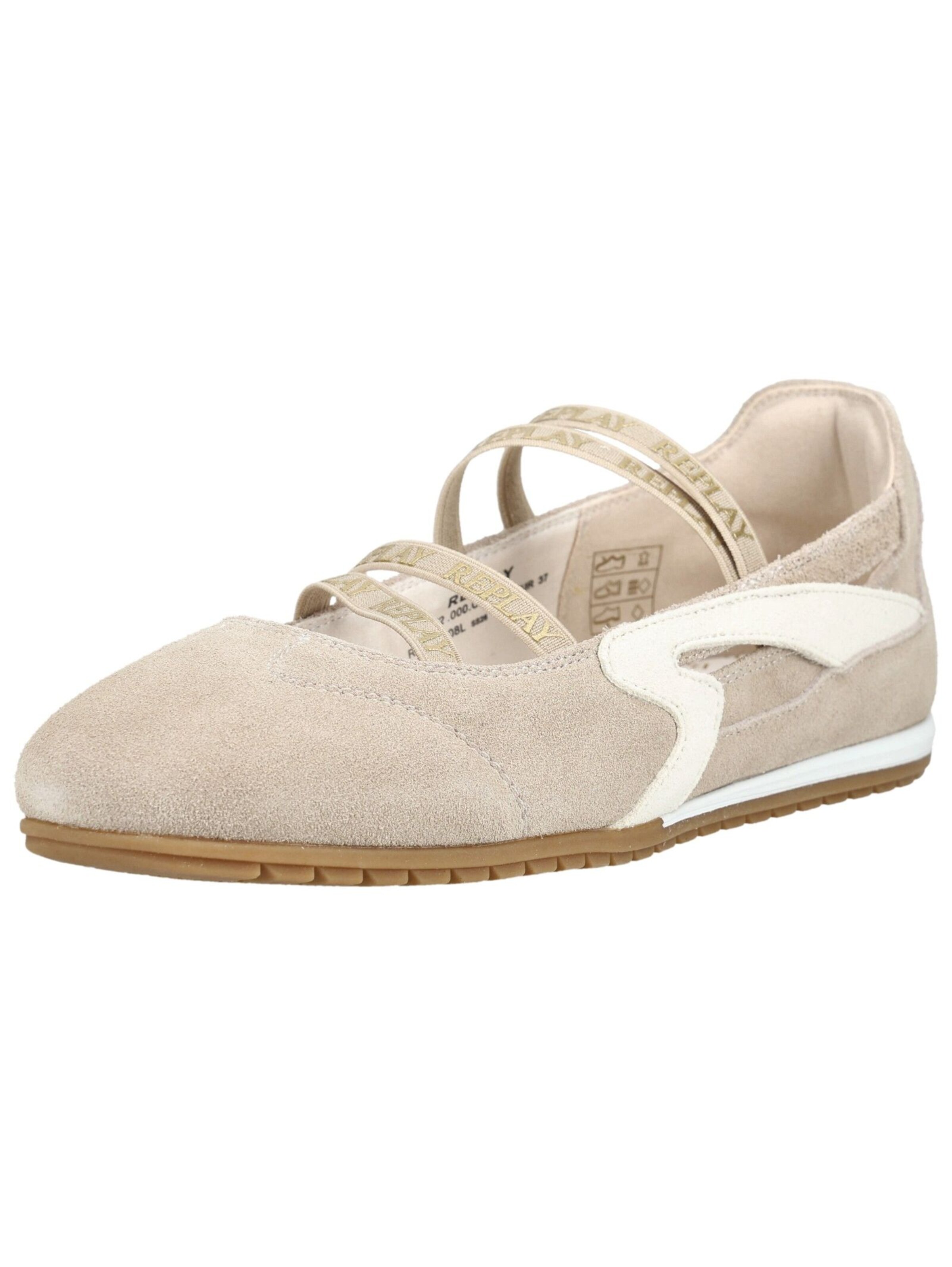REPLAY Ballerina met riempjes in Beige: voorkant