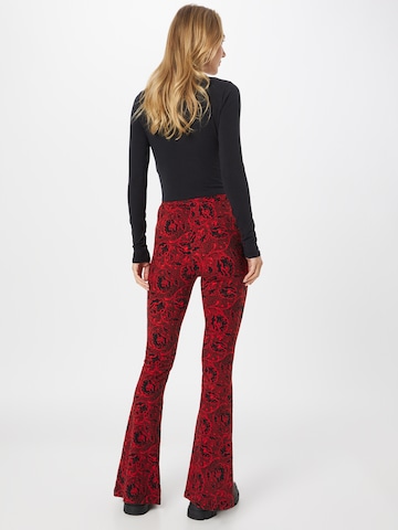 Colourful Rebel Flared Pants 'Darcy' in Red