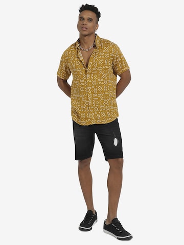 Campus Sutra Comfort fit Button Up Shirt ' Everett ' in Yellow