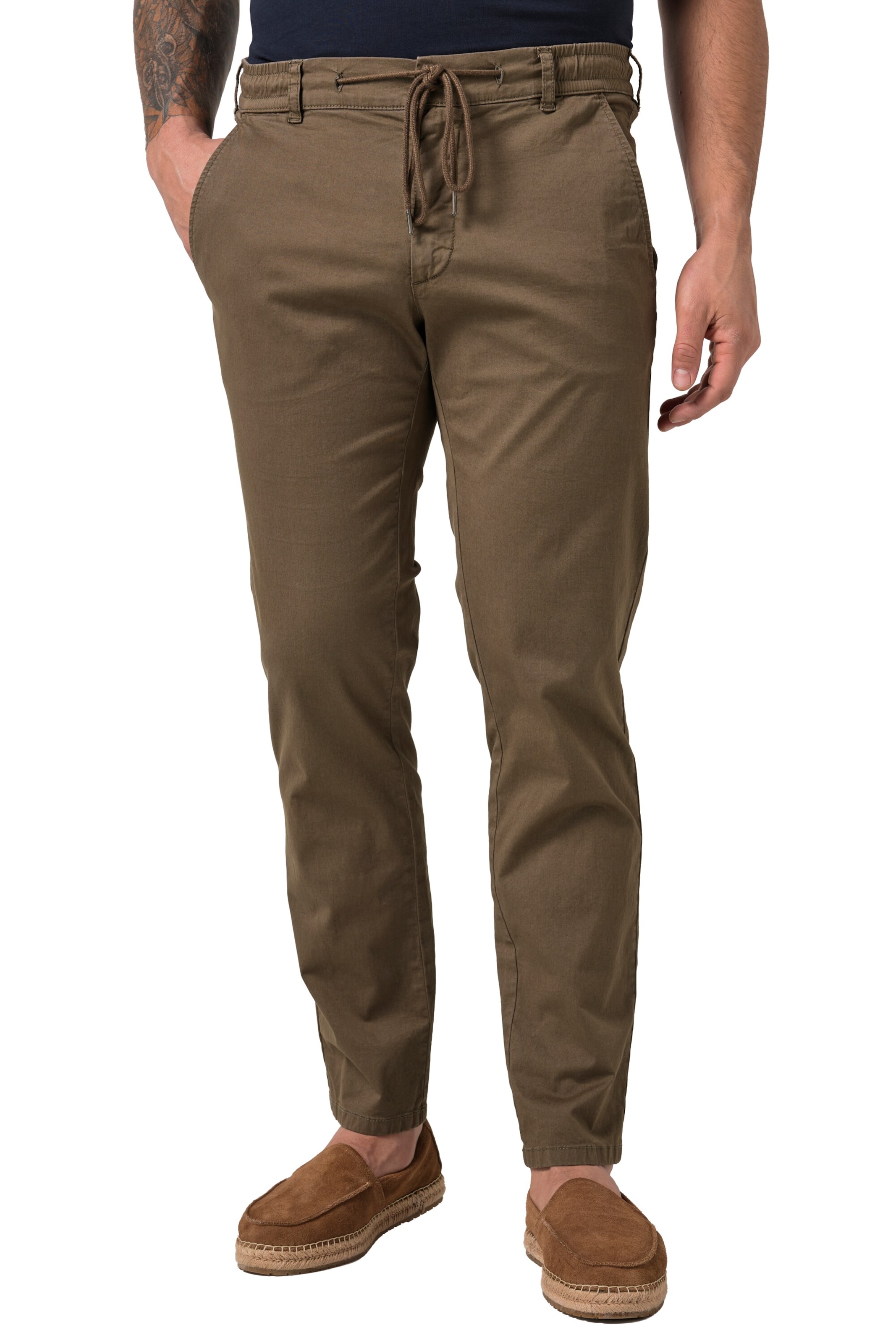 JP1880 Regular Chino in Bruin: voorkant