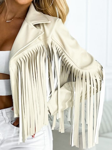 Numoco Übergangsjacke 'Bikerjacke mit Fransen'‌‌‌ in Beige