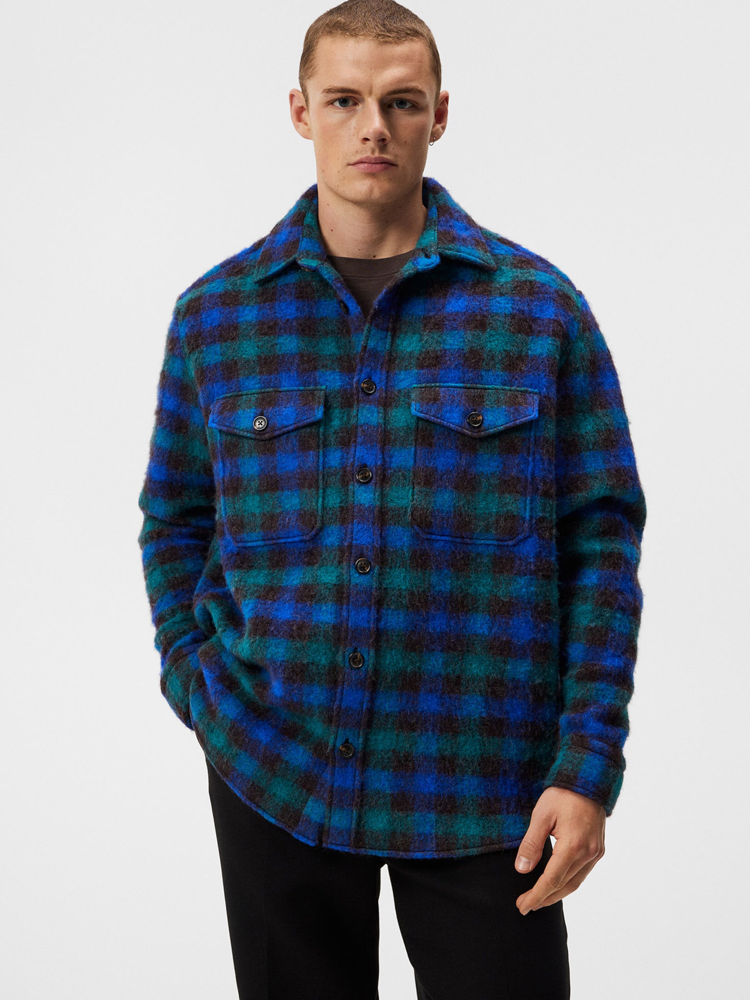 Blue and green plaid jacket hot sale