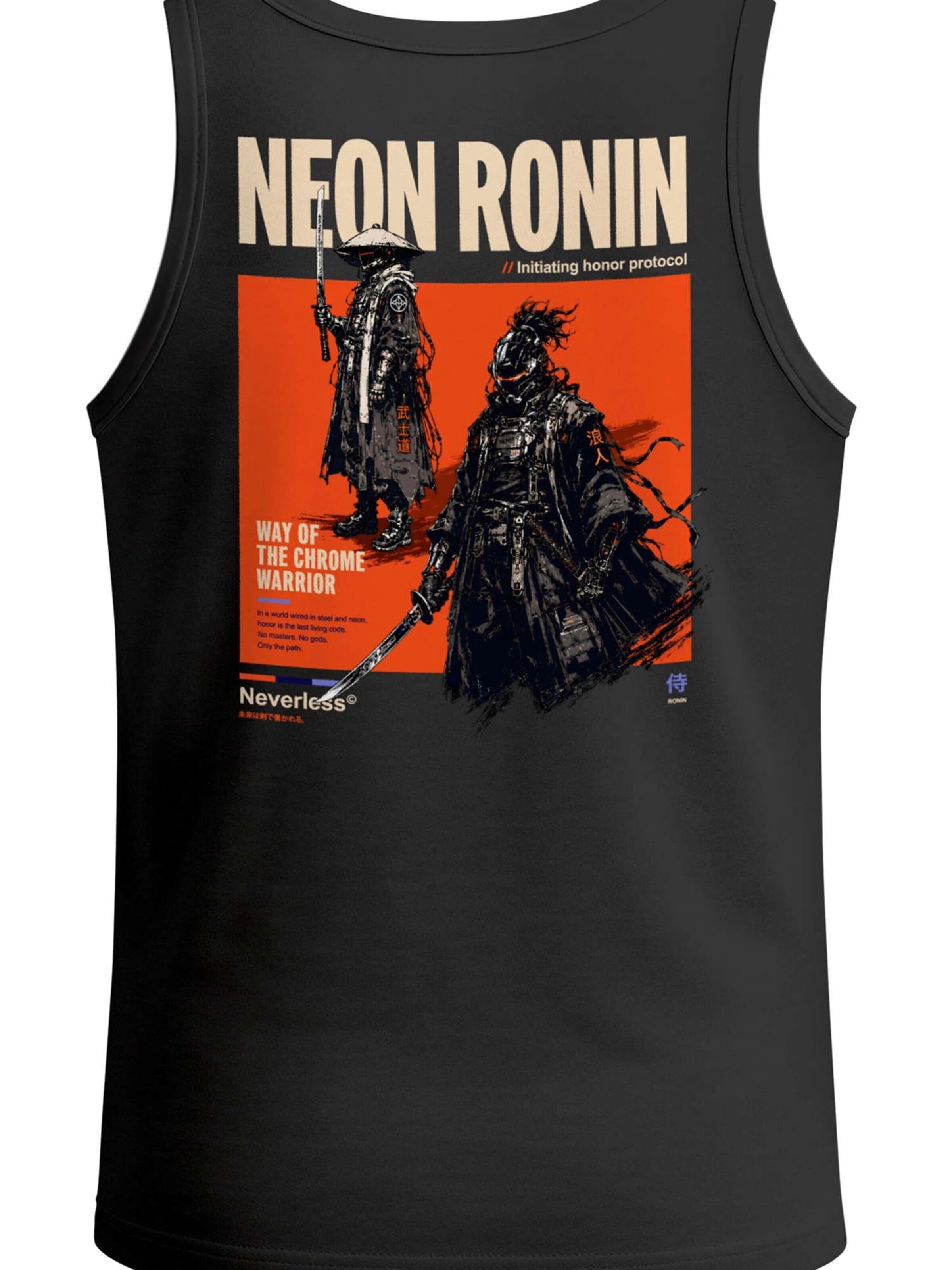 Neverless Shirt 'Neon Ronin' in Black: front