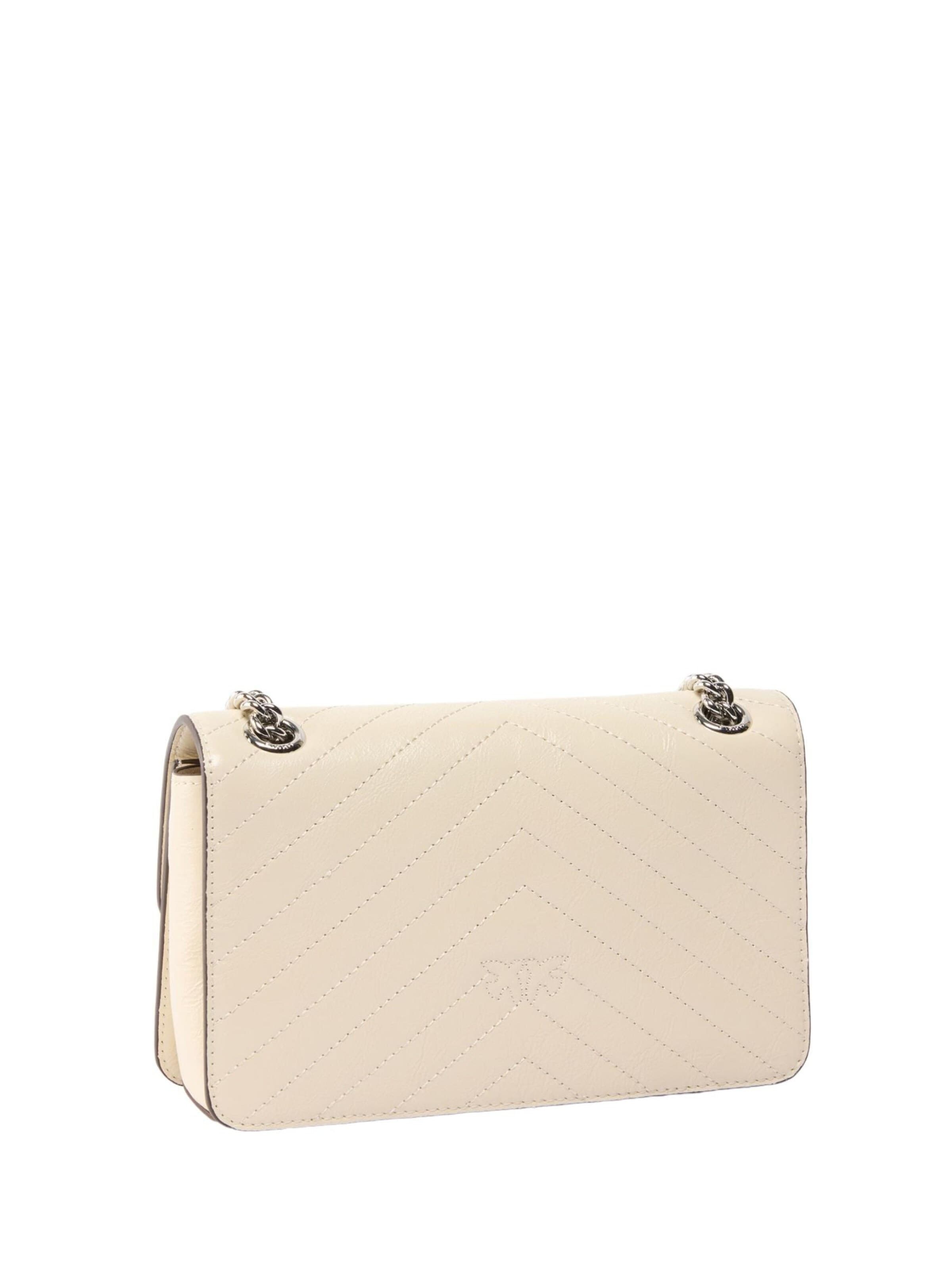 PINKO Taška přes rameno 'Pinko Sac Rabat Love One Light Mini Vitello Wr Blanc' – bílá