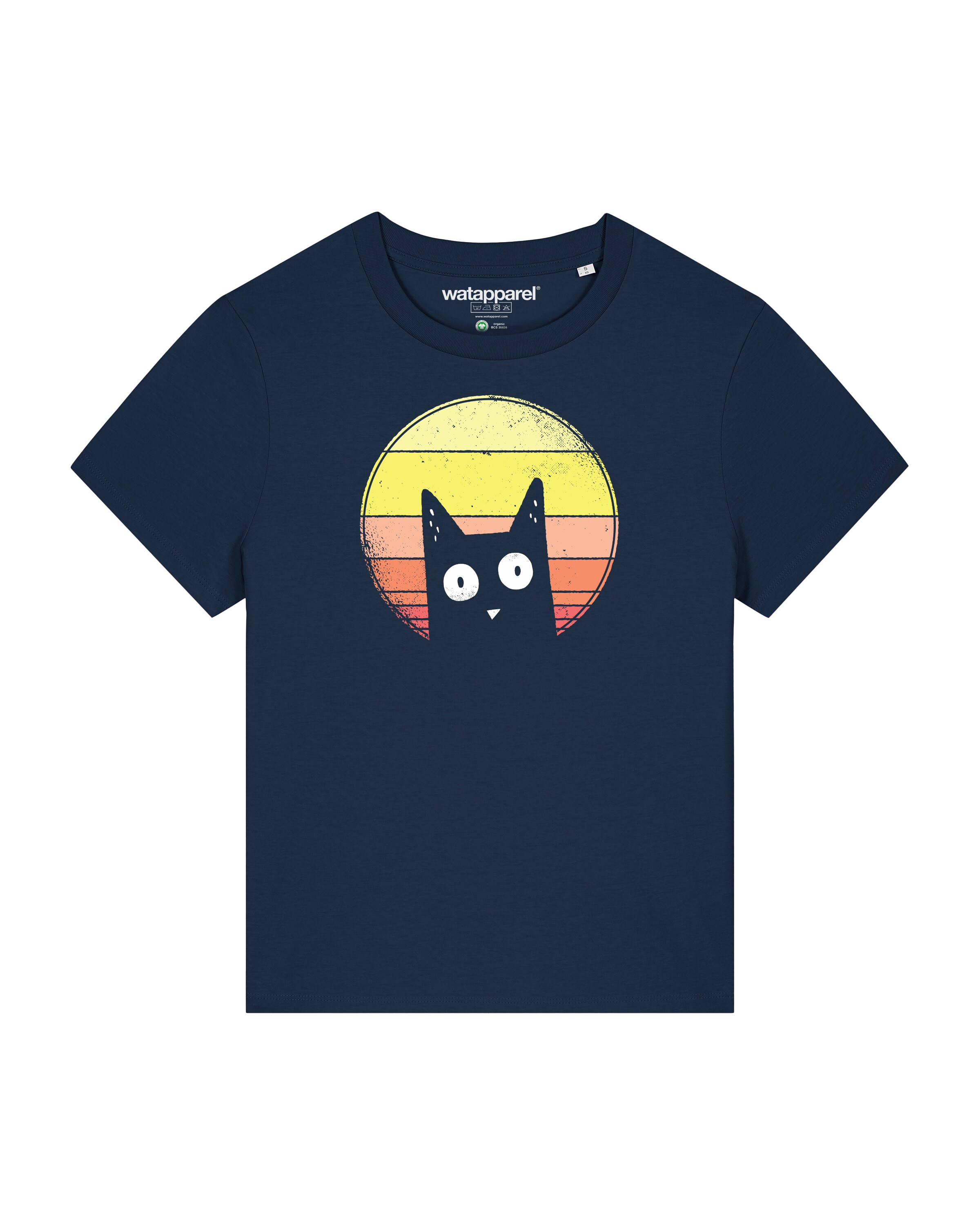 Watapparel Shirt 'Sunset Cat' in Blauw: voorkant