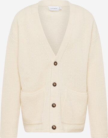 TOPMAN Knit Cardigan in Beige: front