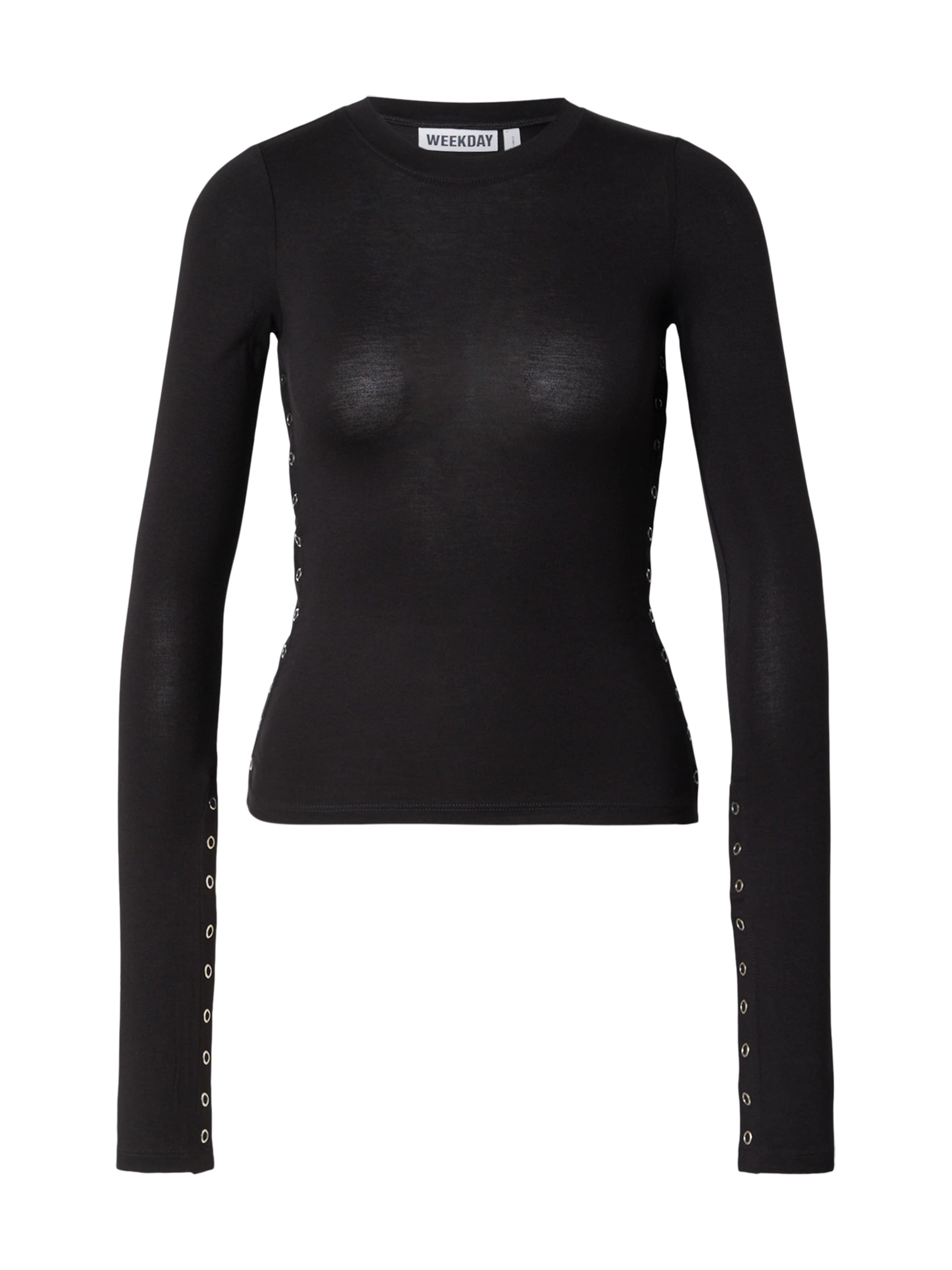 WEEKDAY Тениска 'Mina' в черно: отпред