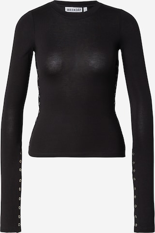 WEEKDAY Тениска 'Mina' в черно: отпред