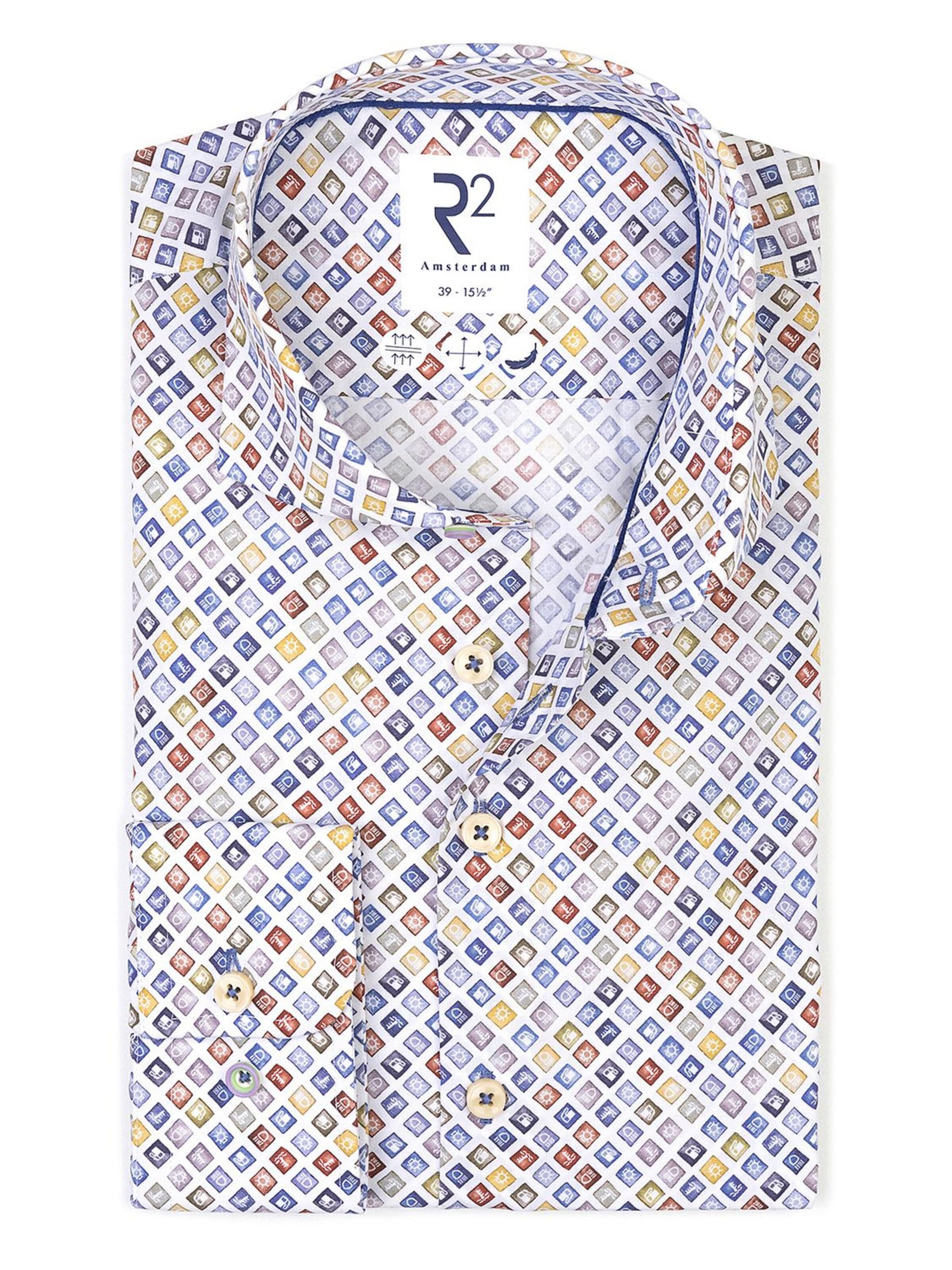 R2 Amsterdam Regular fit Button Up Shirt in Blue: front