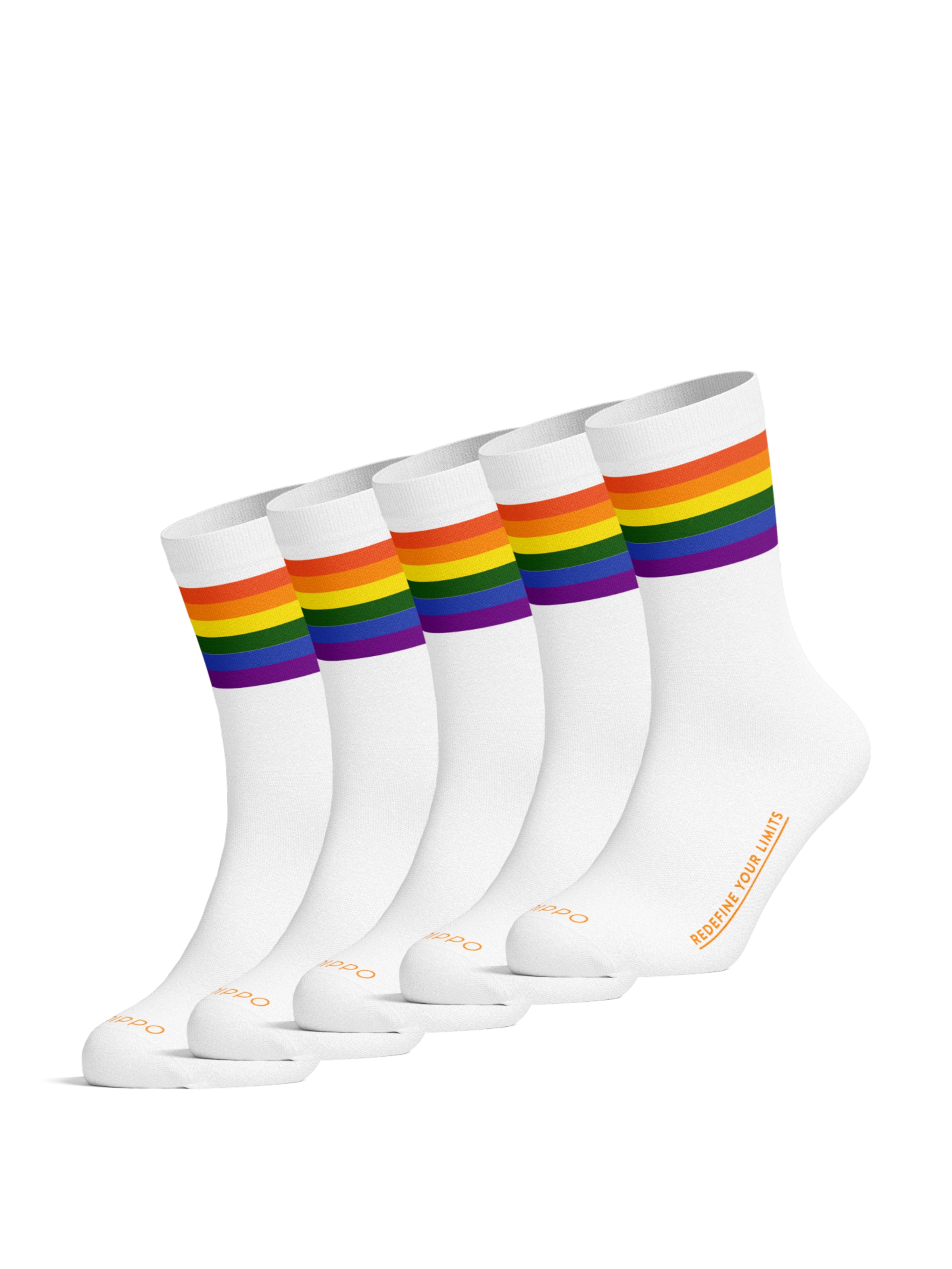 PIPPO Amsterdam Sports socks 'Pride' in White: front