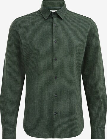 WE Fashion Slim fit Overhemd in Groen: voorkant