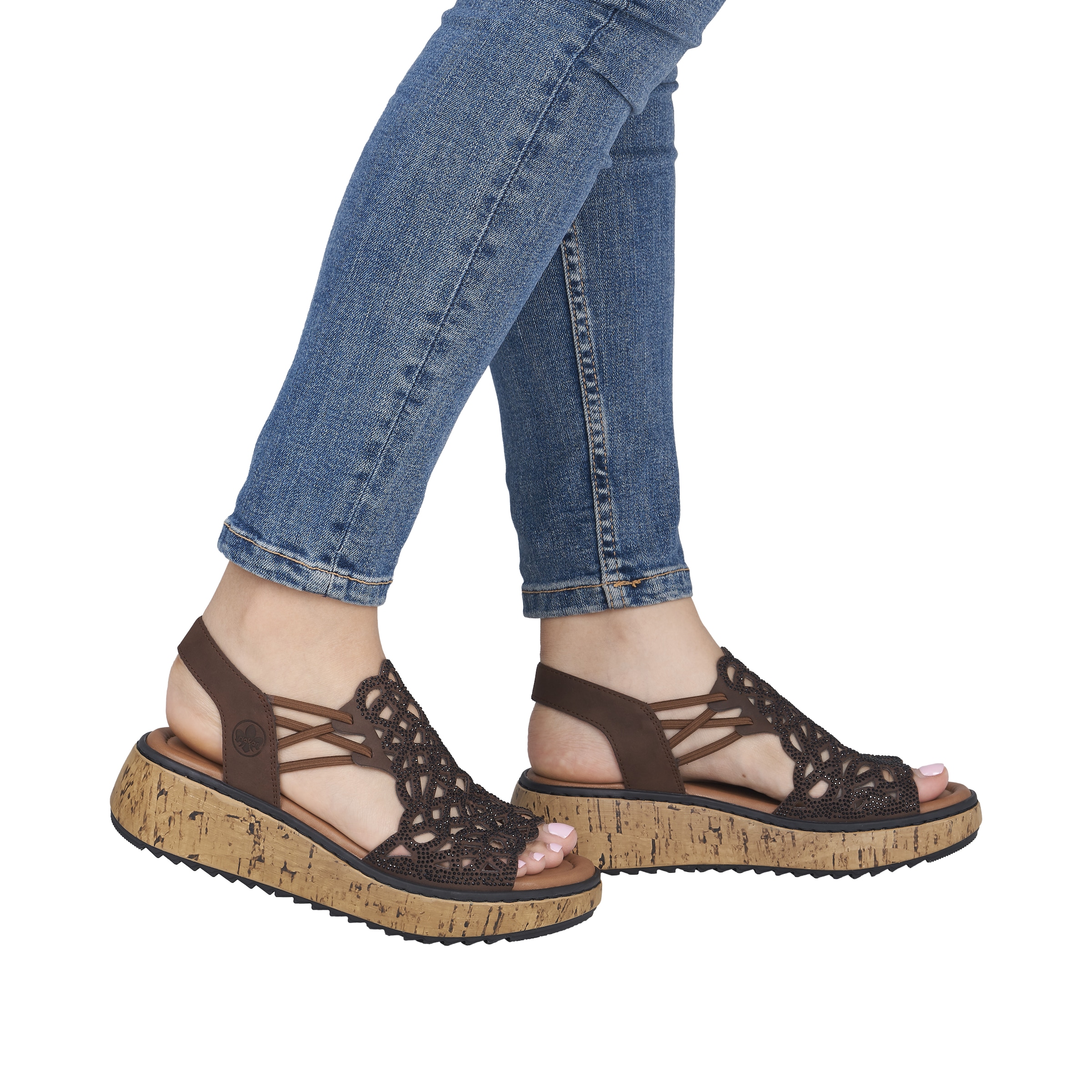 Rieker Strap sandal 'V1765' in Brown: front