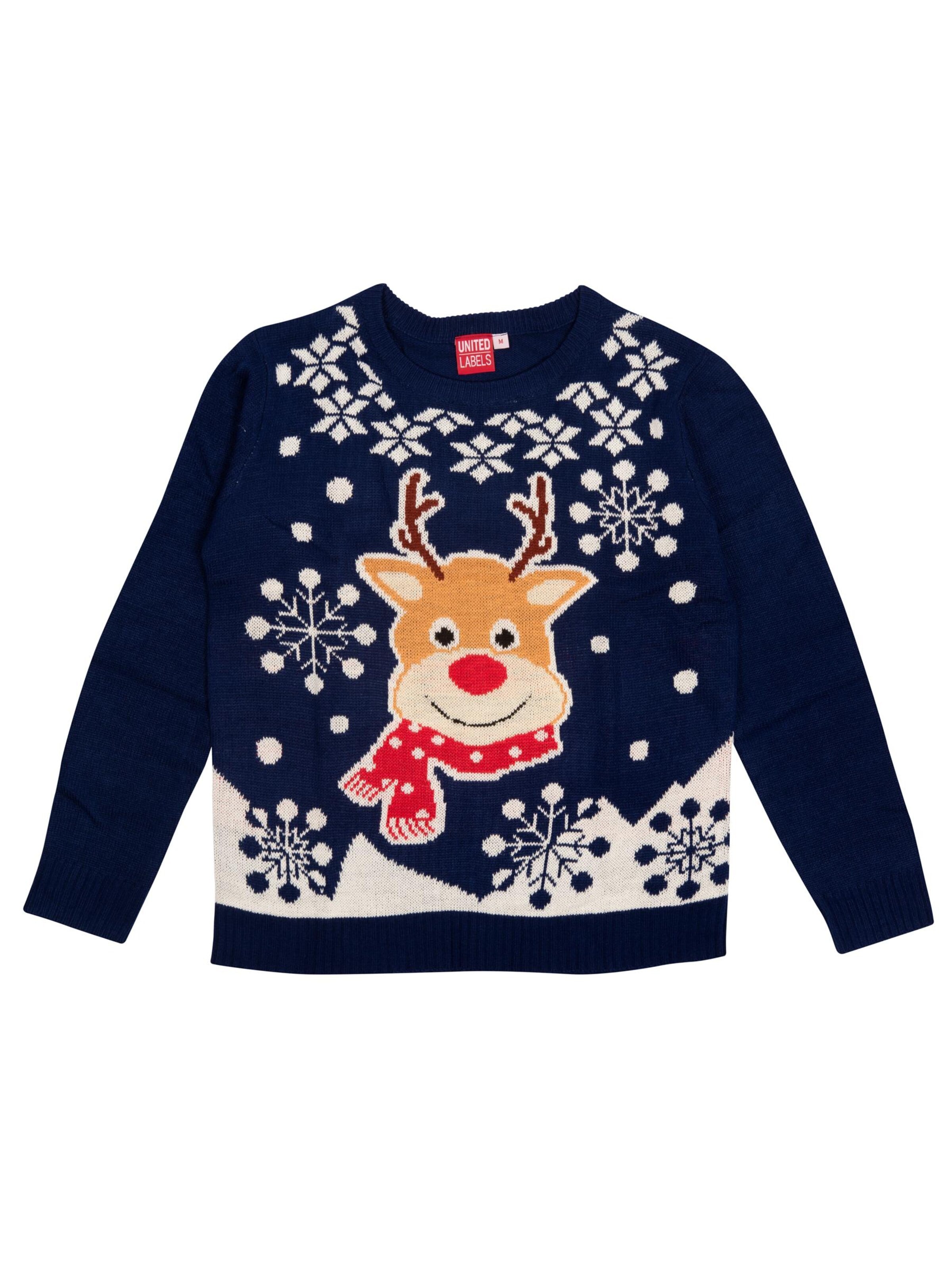 United Labels Sweater 'Weihnachtspullover Rentier' in Blue