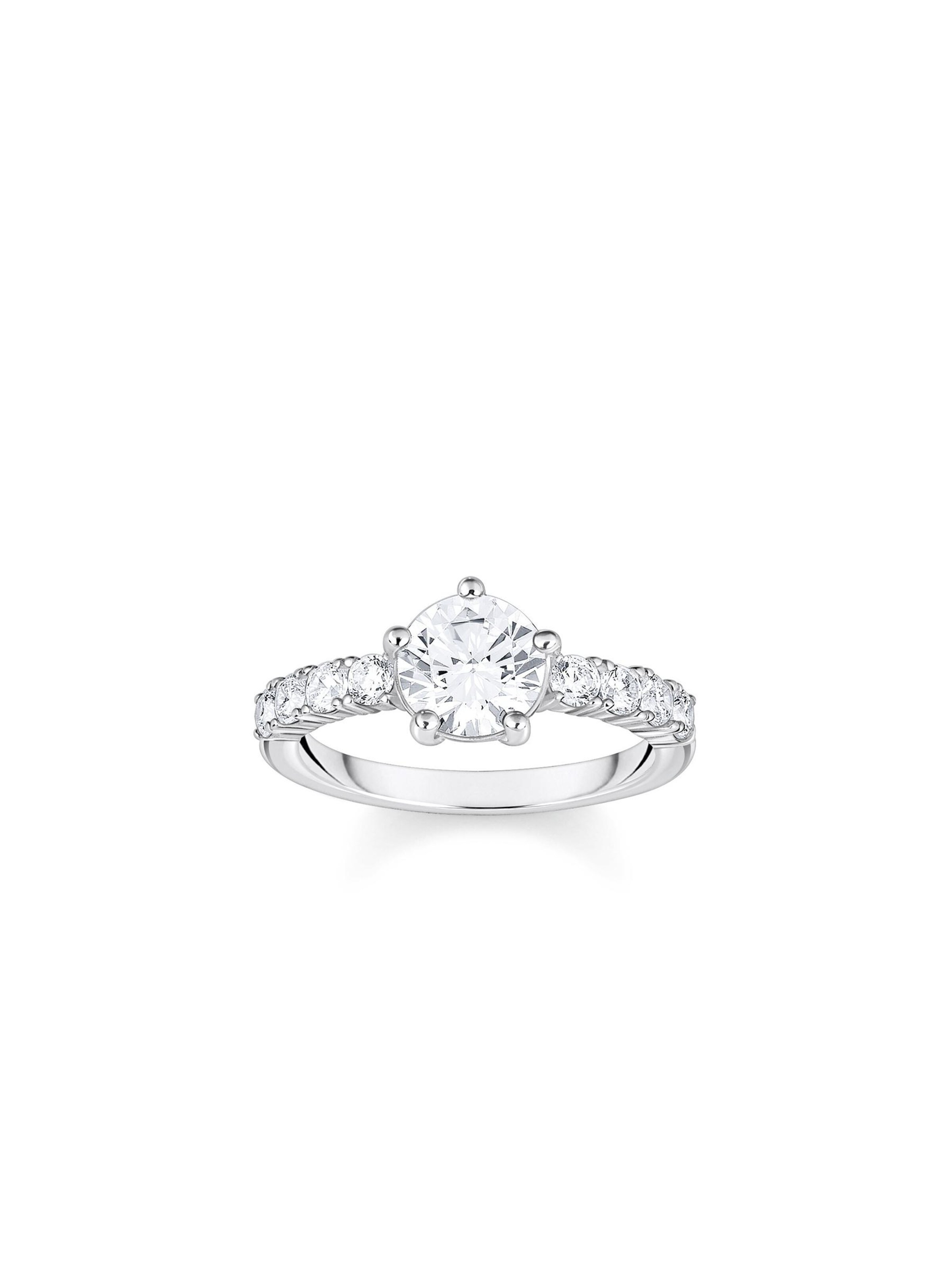 Thomas Sabo Ring 'Ring Silver Solitaire White' in White: front
