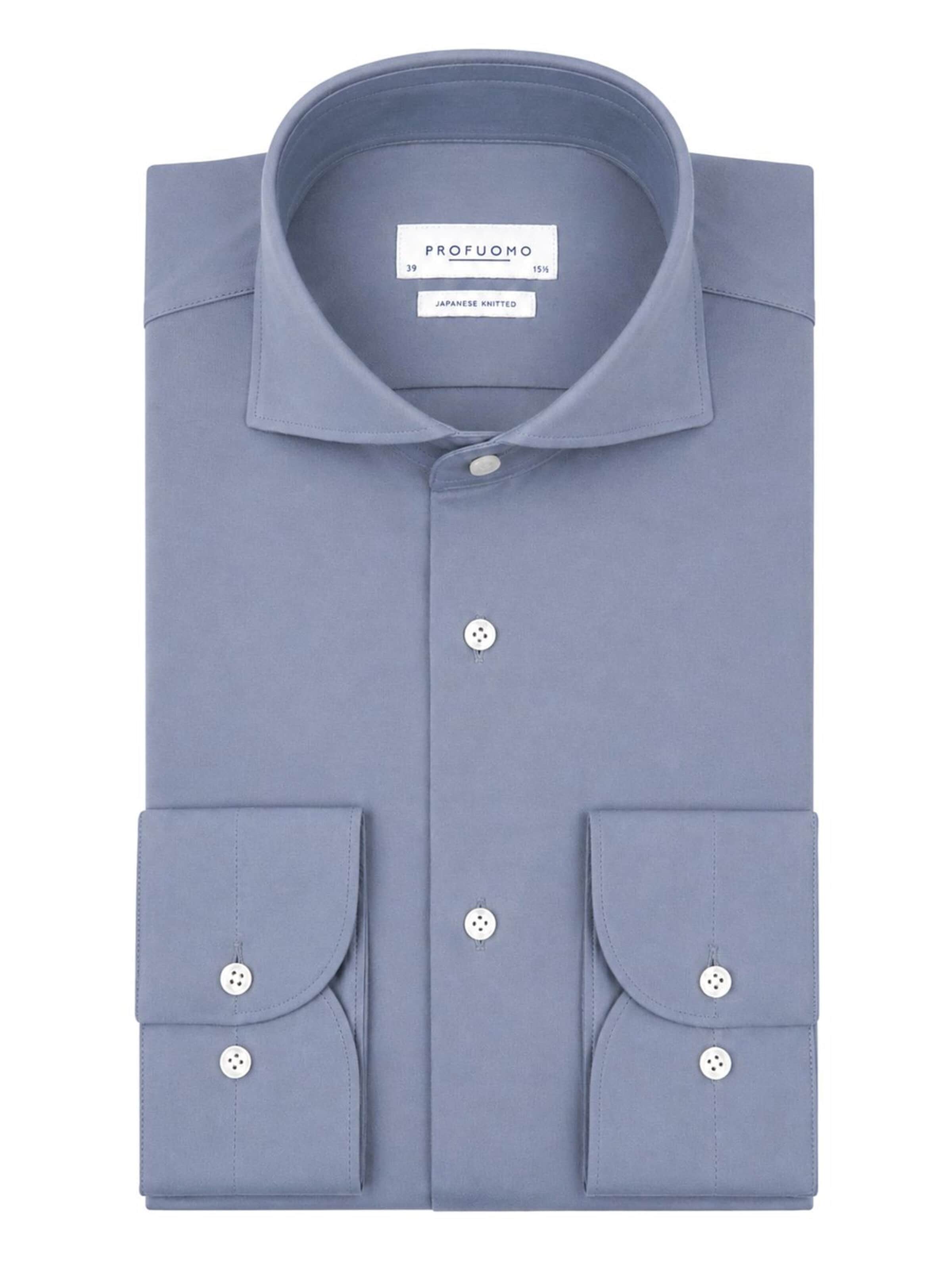Profuomo Button Up Shirt 'Japanese Knitted' in Blue: front