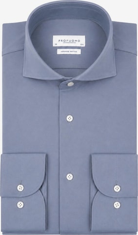 Profuomo Button Up Shirt 'Japanese Knitted' in Blue: front