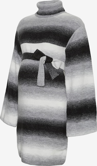 MAMALICIOUS Gebreide jurk 'JILIAN' in de kleur Grijs / Zwart / Wit, Productweergave
