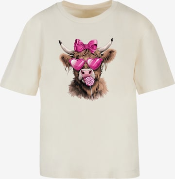 F4NT4STIC Shirt 'Highland Cow Valentinstag Sonnenbrille' in Beige: front