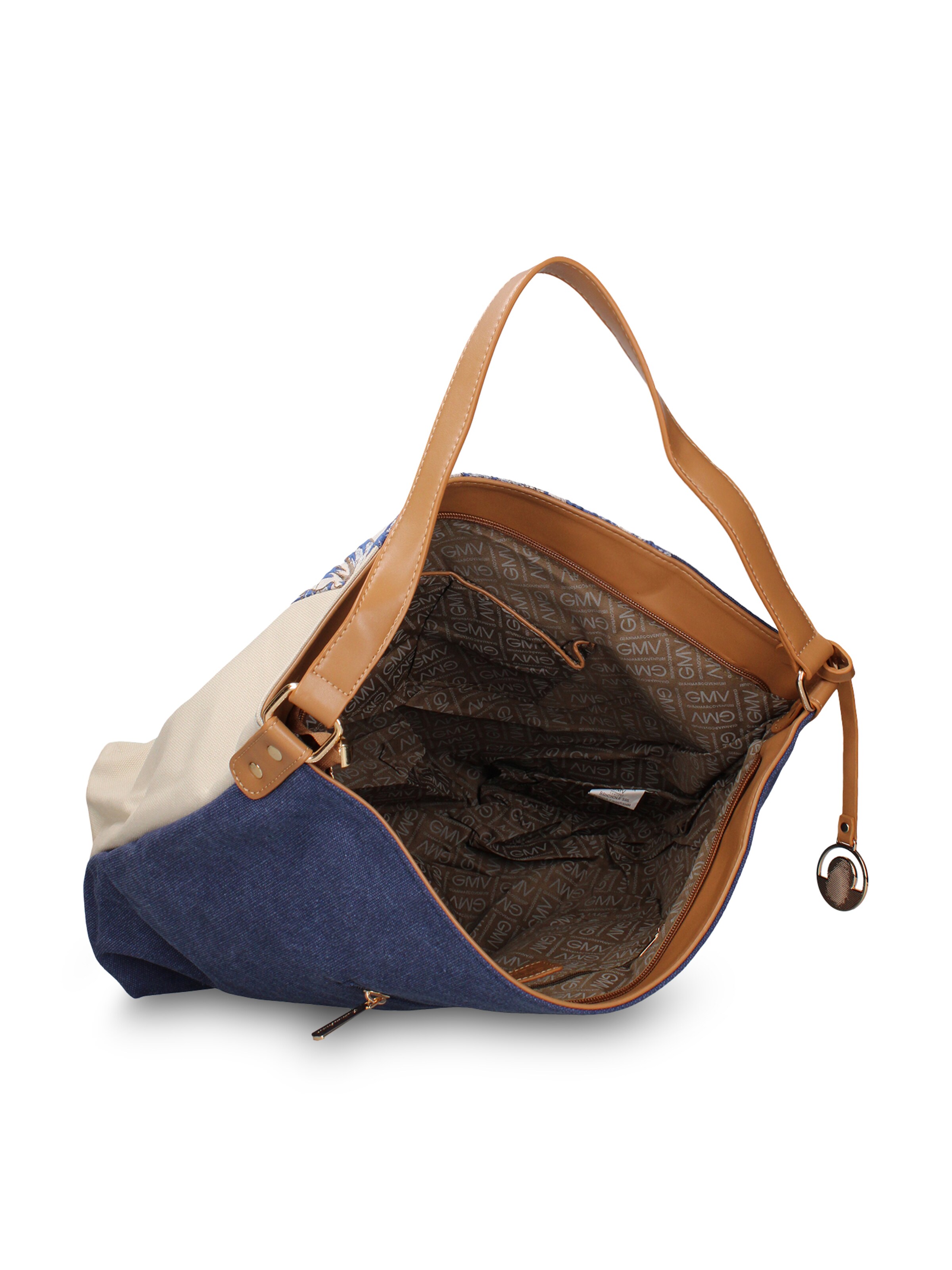 Borsa a mano 'Borsa a tracolla Gianmarco Venturi Alizé pelle vegana bicolore stampa floreale' di GianMarco Venturi in blu
