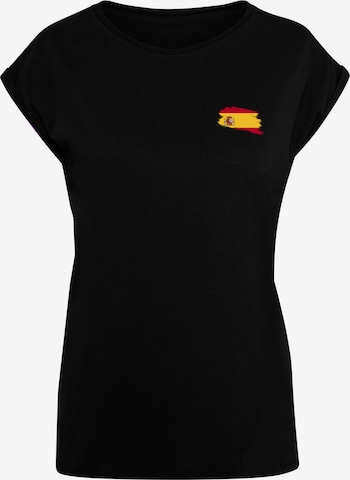 F4NT4STIC Shirt 'Spain Spanien Flagge' in Schwarz: Vorderseite