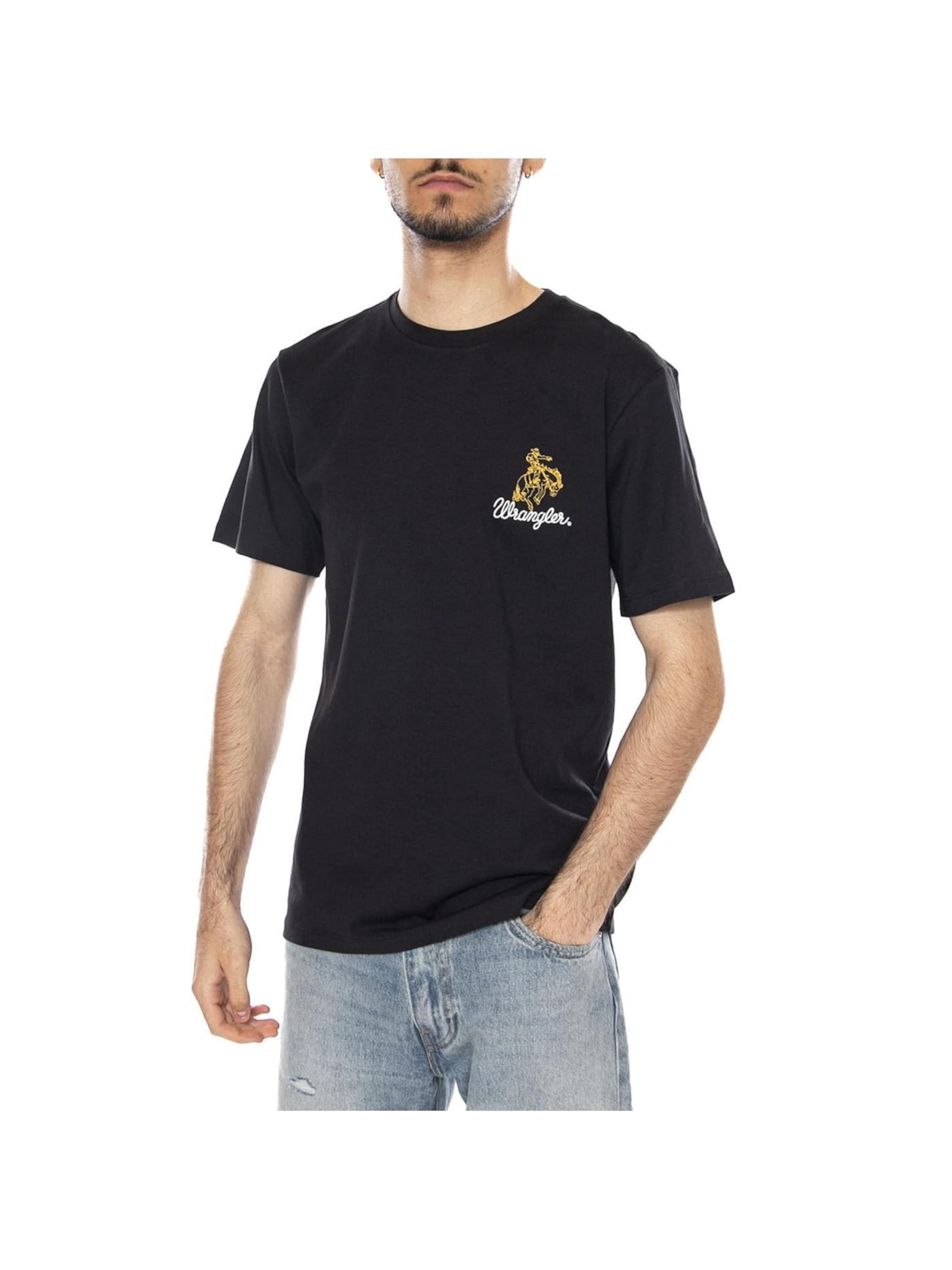 WRANGLER Shirt 'EMBROIDERY TEE BLACK' in Black: front