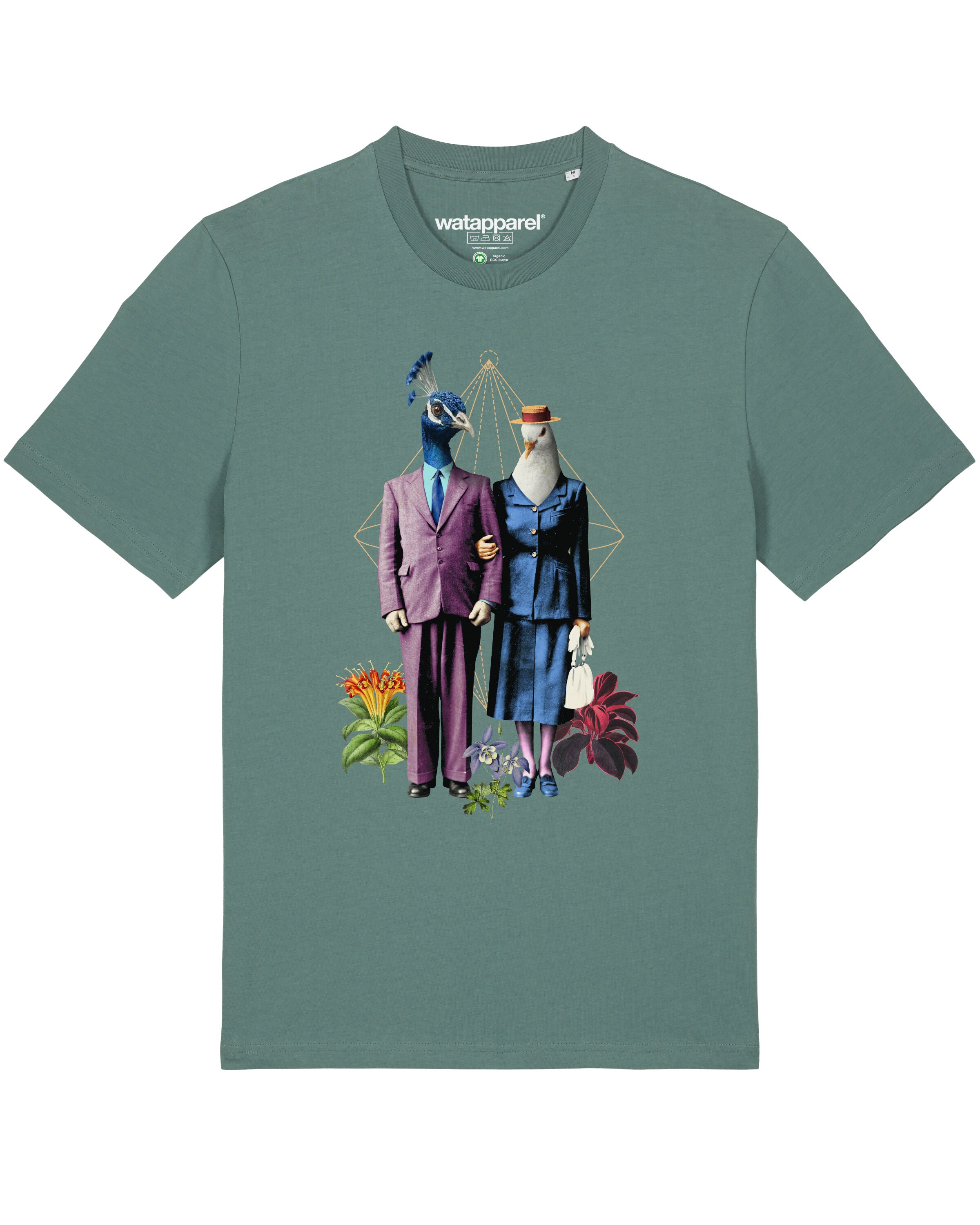 Maglietta ' Fancy Birds ' di Watapparel in verde: frontale
