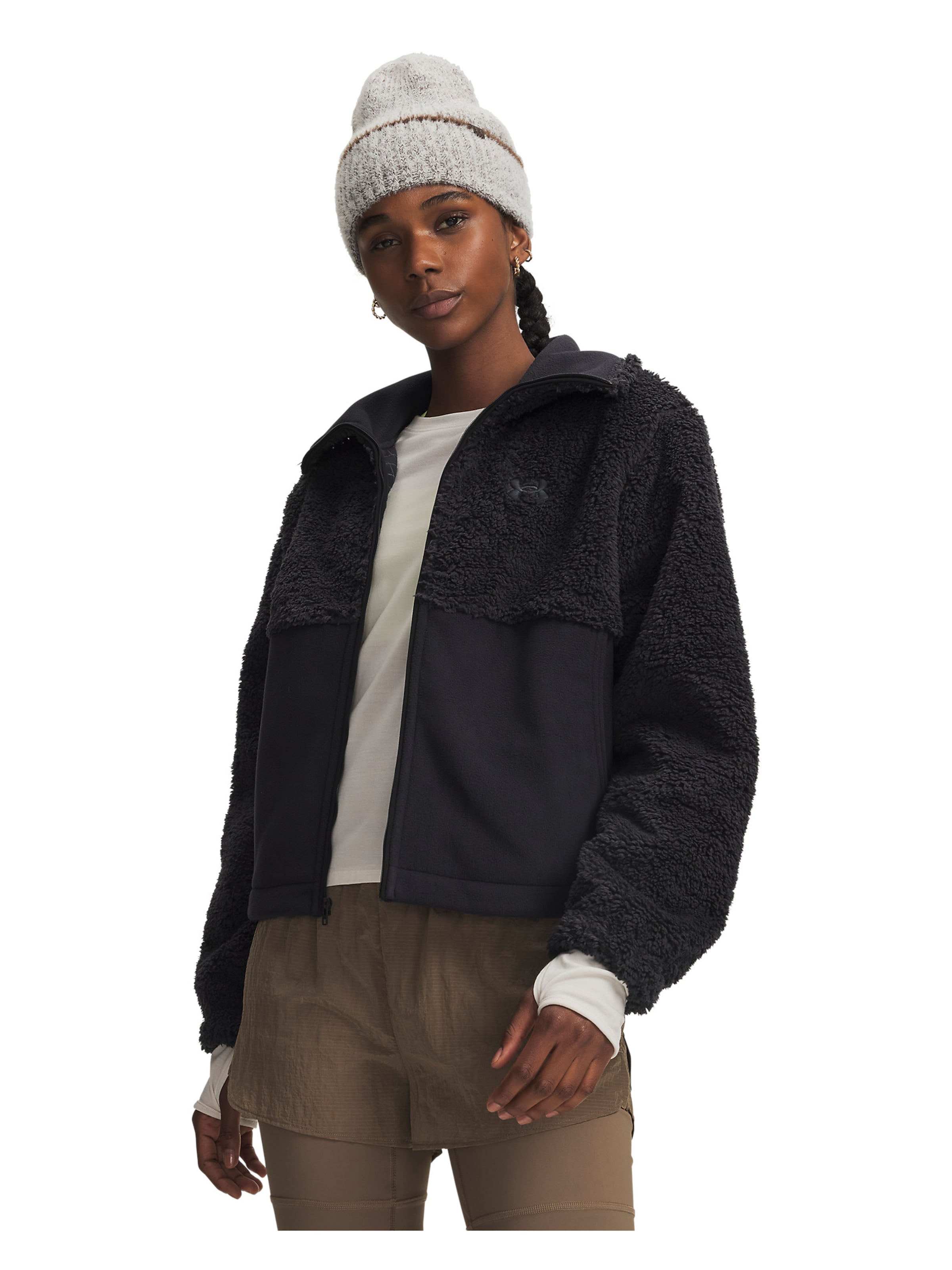 UNDER ARMOUR Fleece jas 'Basecamp' in Zwart: voorkant