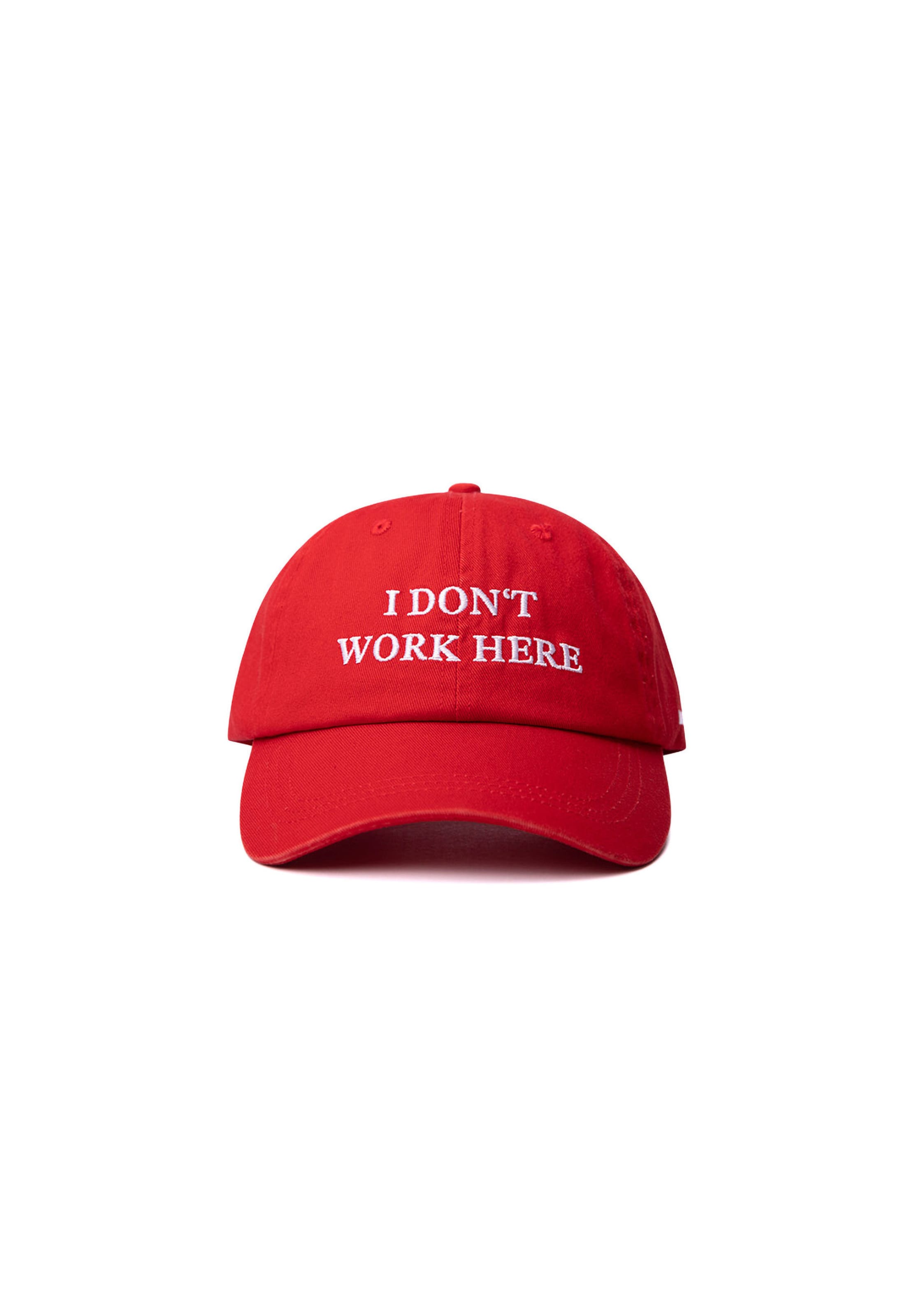 Hatline Lab Cap 'I don't work here' in Rot: Vorderseite