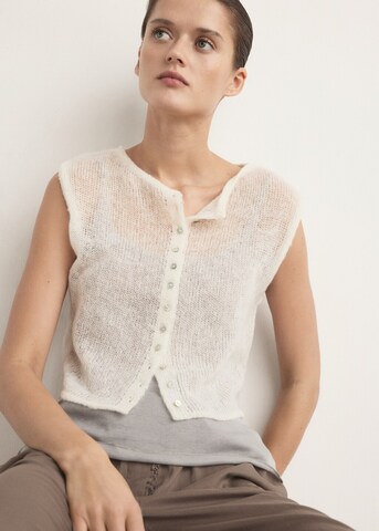 MANGO Knit Cardigan 'Minu' in White: front