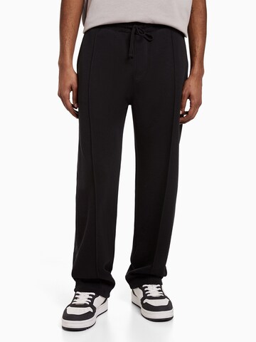 Bershka Loosefit Pantalon in Zwart: voorkant