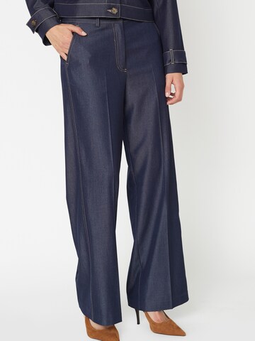 co'couture Loosefit Suorat housut 'Terry' värissä sininen: etupuoli