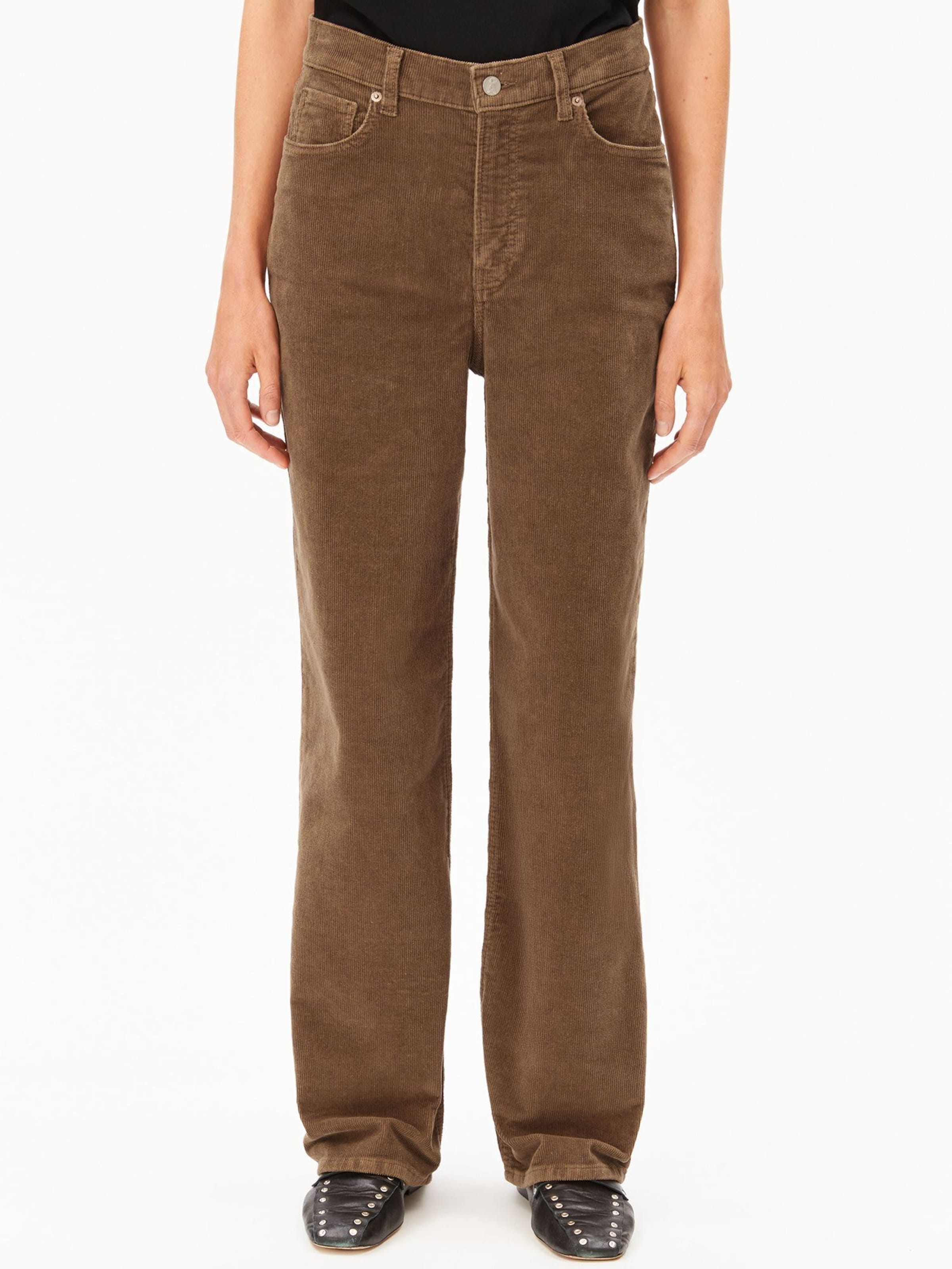 ARMEDANGELS Regular Trousers 'ENIJAA CORDUROY' in Brown: front