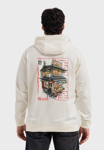 Oldskull Sweatshirt 'Asian Neo Tokyo Floating Izakaya Graphic' in White